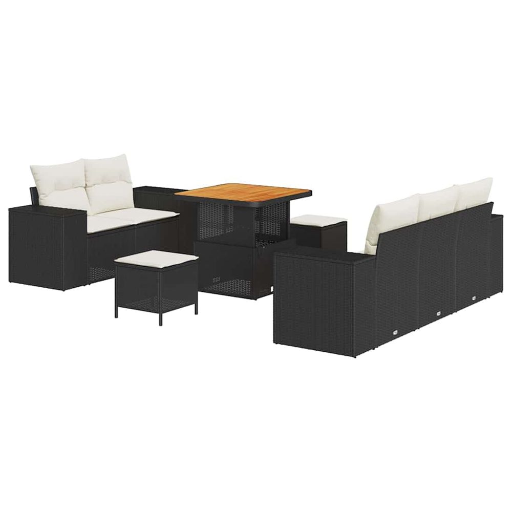 Ensemble de canapé de jardin 8 pcs noir polyrotin