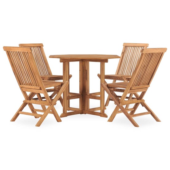 Ensemble à manger d'extérieur pliable 5 pcs bois solide de teck