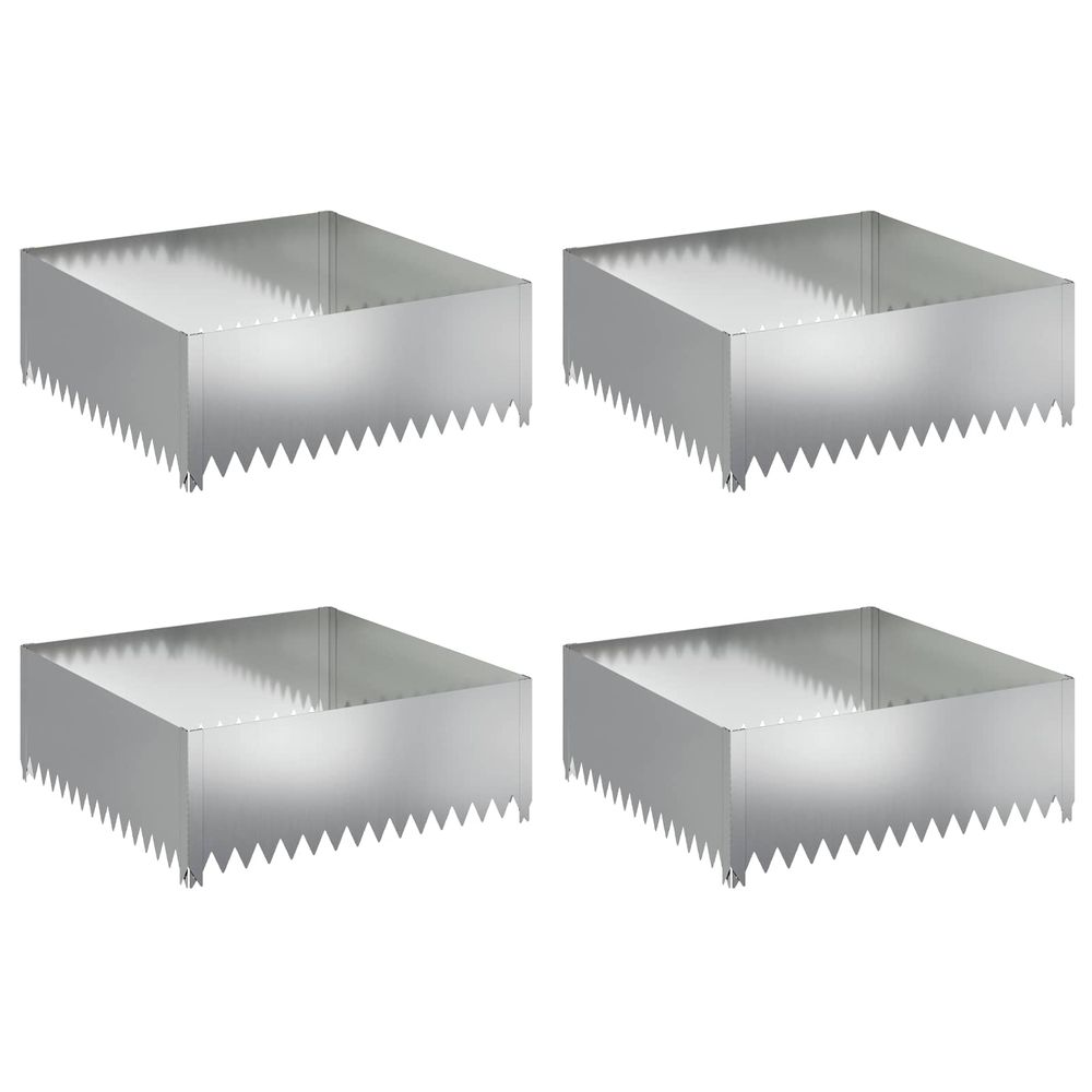 Bordure de pelouse 4 pc 100 x 100 x 35 cm acier argenté