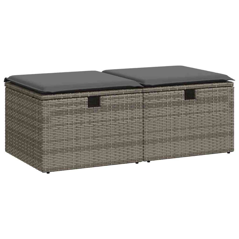Salon de jardin 2 pcs avec coussins gris résine tressée acacia
