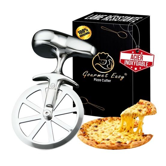 Roulette pizza inox coupe pâte ultra tranchant stable facile à nettoyer