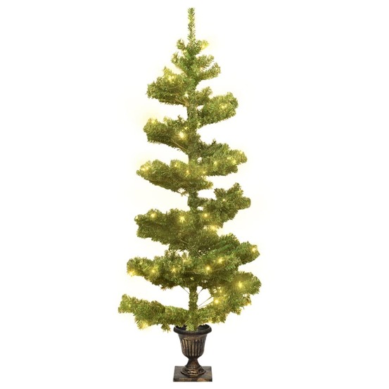 Arbre de noël hélicoïdal pré-éclairé avec pot vert 120 cm pvc