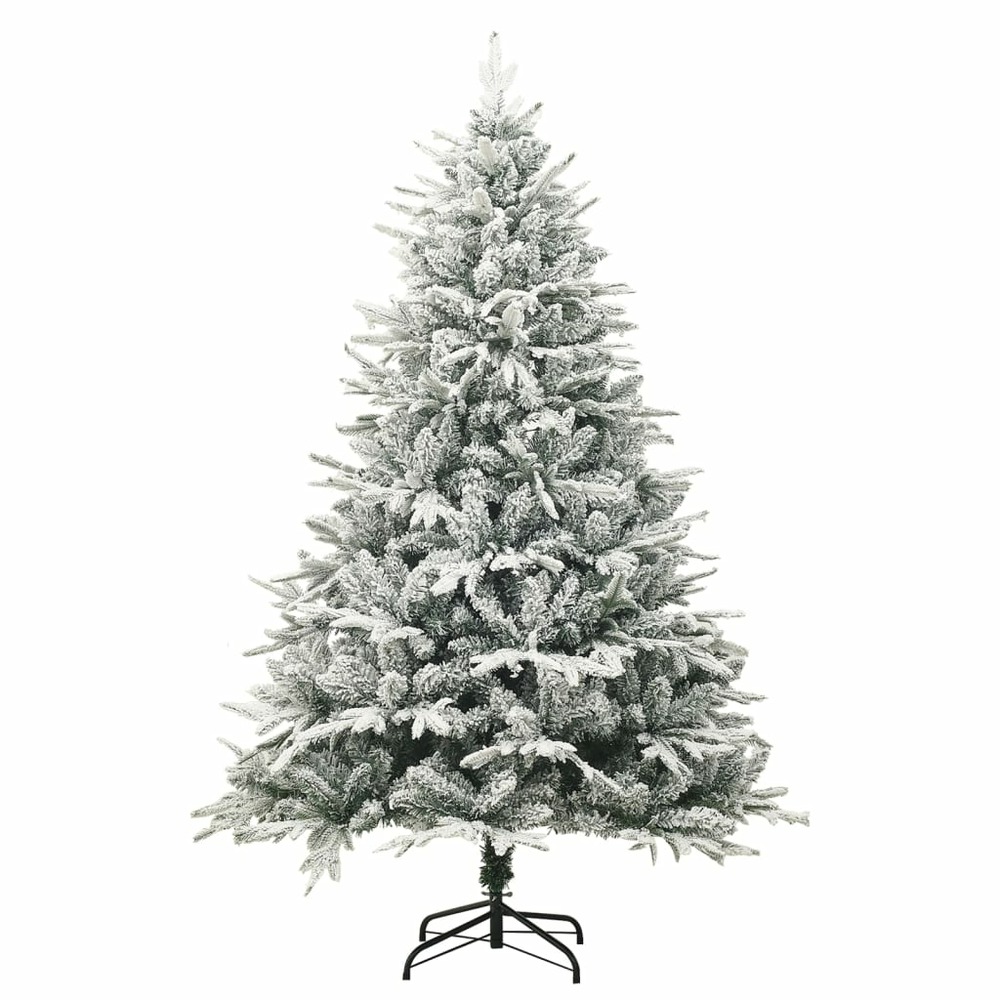 Sapin de noël artificiel à flocons de neige vert 150 cm pvc/pe