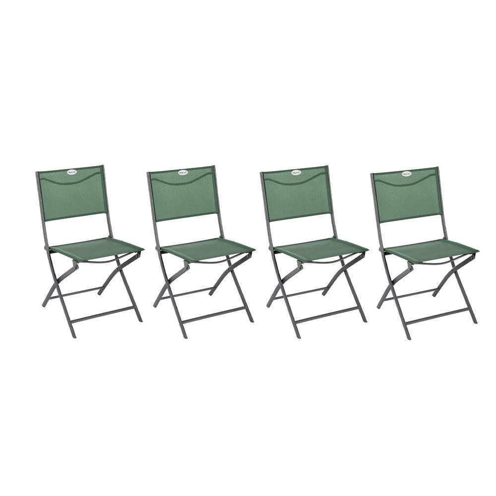 Lot de 4 chaises de jardin pliantes modula vert olive & graphite
