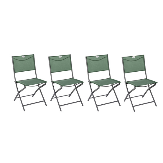Lot de 4 chaises de jardin pliantes modula vert olive & graphite
