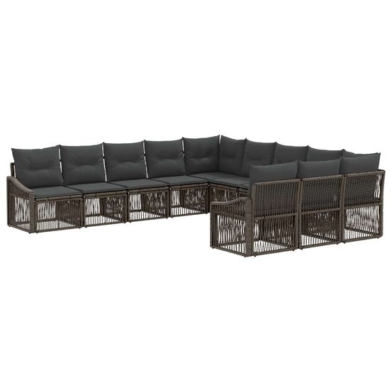 Ensemble de canapé de jardin 11 pc gris polyrotin