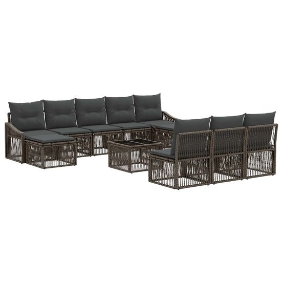 Ensemble de canapé de jardin 11 pc gris polyrotin