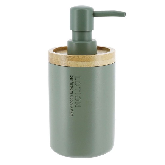 Distributeur a savon polyresine 280 ml - kaki / bambou