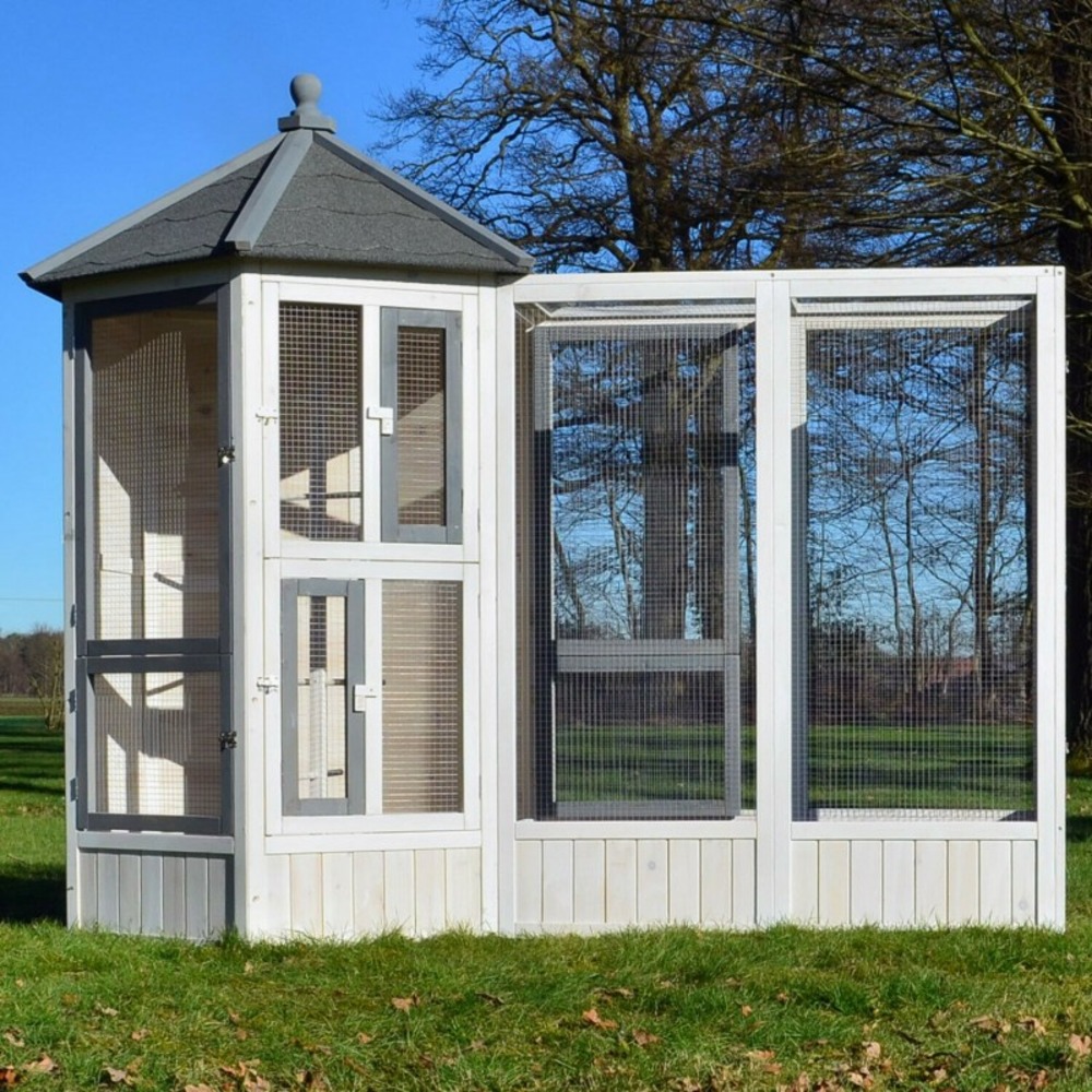 Volière cage à oiseaux en bois de haute qualité maison principale + extension –modèle ‘’luise 309+310’’