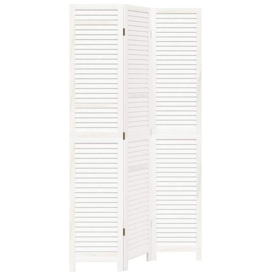 Cloison de séparation 3 panneaux blanc bois de paulownia massif