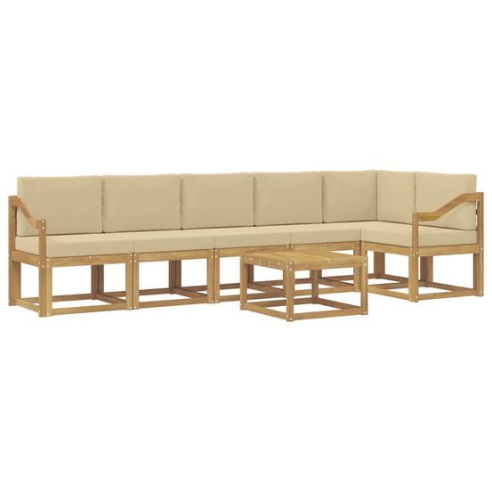 Ensemble de canapés d'extérieur 7 pc blanc et beige polyester
