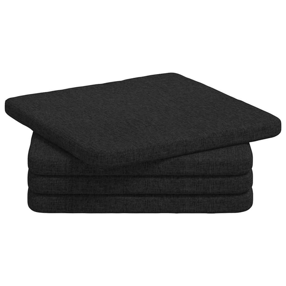 Coussins de siège 4 pcs noir 40 x 40 x 3 cm tissu