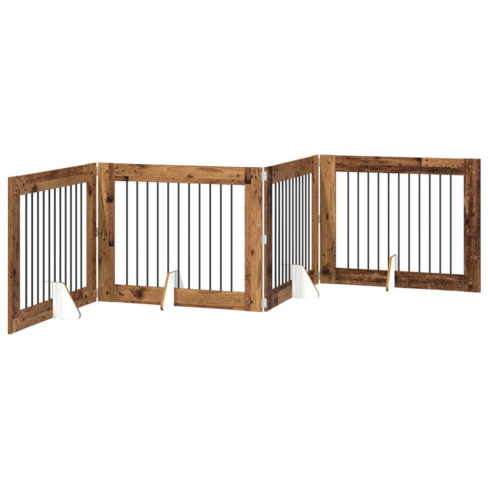 Porte de chien pliable avec supports 4 pc bois ancien 401 cm