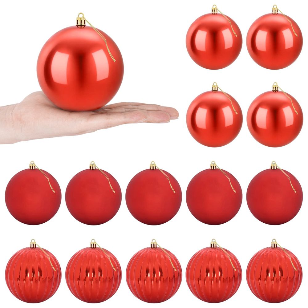 Ensemble de boules de noël xl 15 pc rouge diam. 10 cm plastique