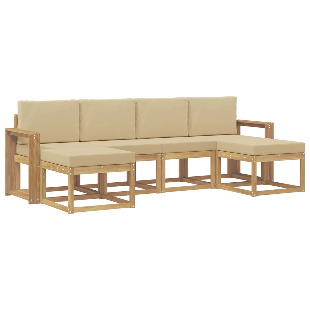 Ensemble de canapés d'extérieur 6 pcs blanc et beige polyester