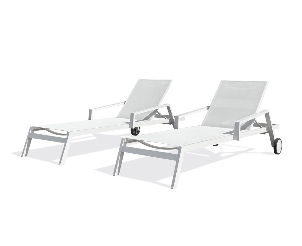 Lot de 2 bains de soleil ibiza en aluminium et textilène blanc