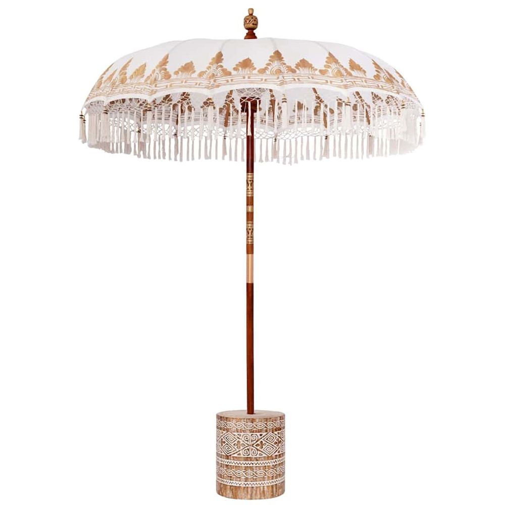 Parasol balinais avec base crème 185 x 185 x 260 cm