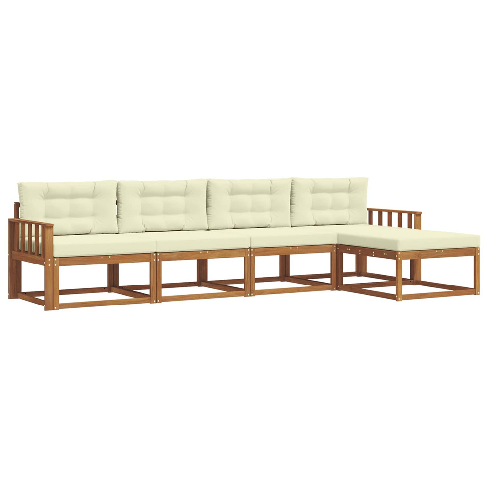 Ensemble de canapés d'extérieur 5 pcs naturel et crème