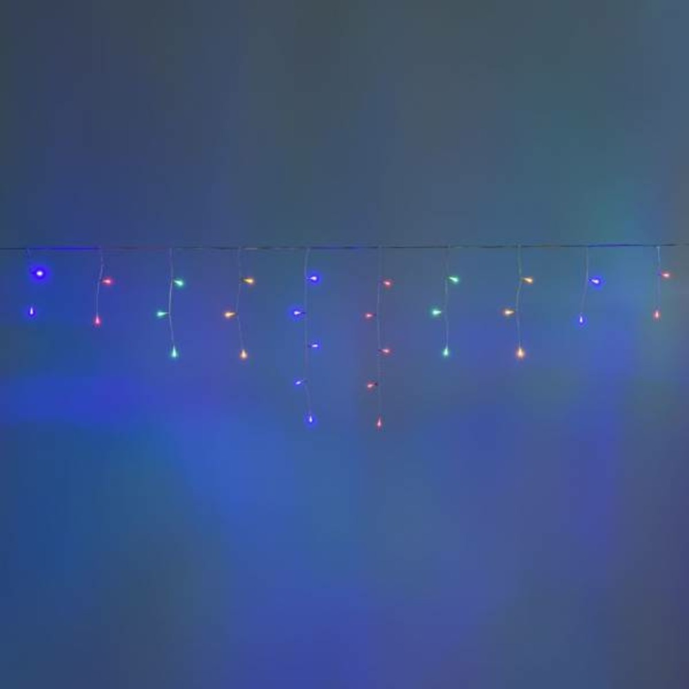 Guirlande stalactite lumineuse 4m h50cm 60 led multicolores câble blanc extensible 31v ip44 smart connect lotti