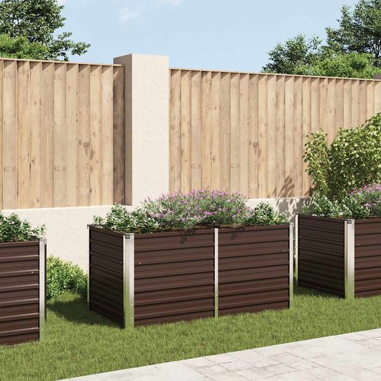 Carré potager surélevé acier galvanisé rectangulaire pour jardin terrasse marron