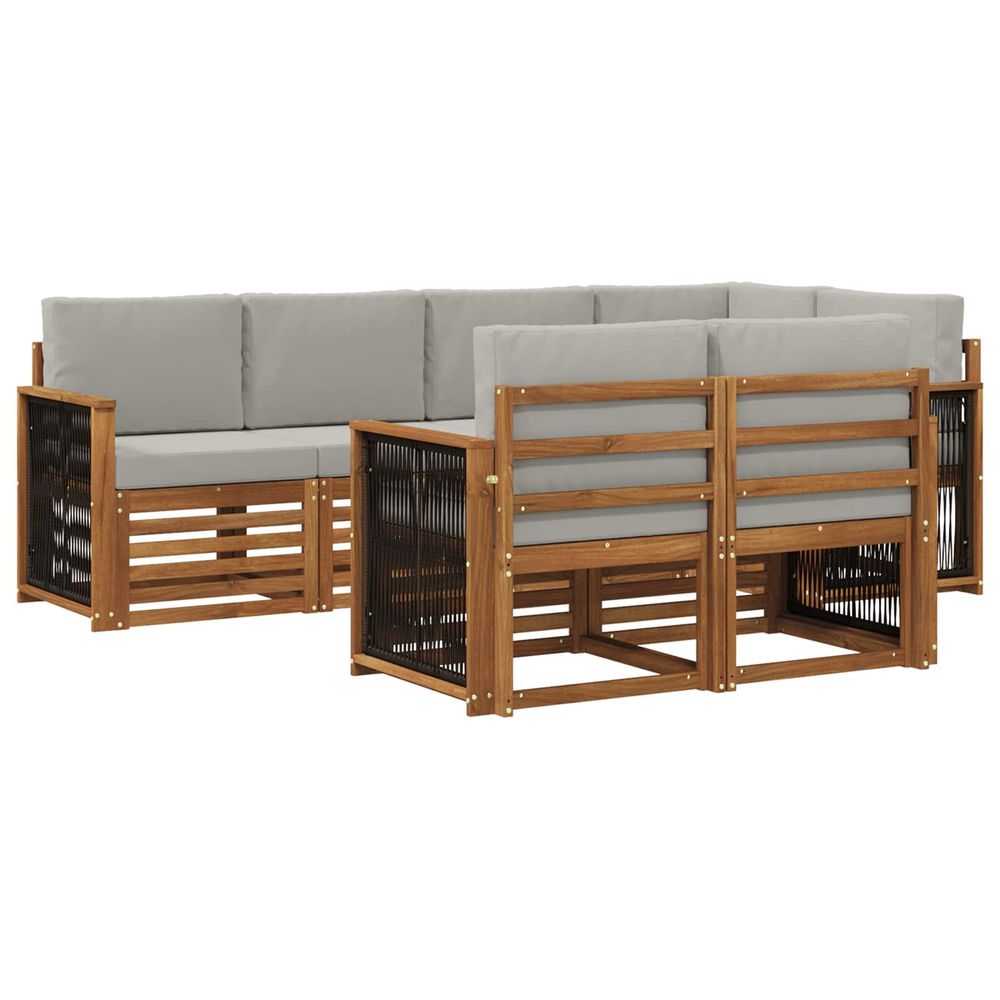 Ensemble de canapés d'extérieur 6 pc naturel et gris clair
