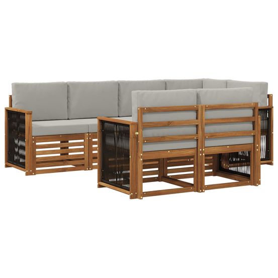 Ensemble de canapés d'extérieur 6 pc naturel et gris clair