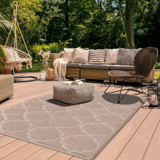 Tapis extérieur 200x290 tissé kilim beige kuma