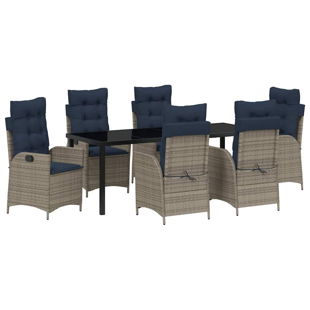 Ensemble de salle à manger pour jardin 7 pcs gris et noir rotin