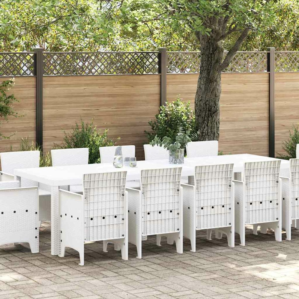Ensemble de salle à manger pour jardin 13 pcs blanc poly rotin