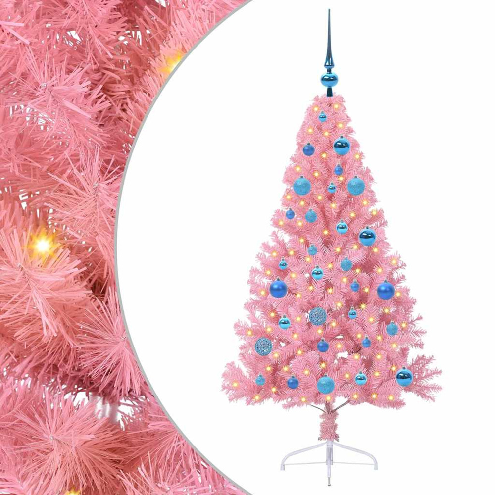 Sapin de noël artificiel pré-éclairé rose 150 cm pvc