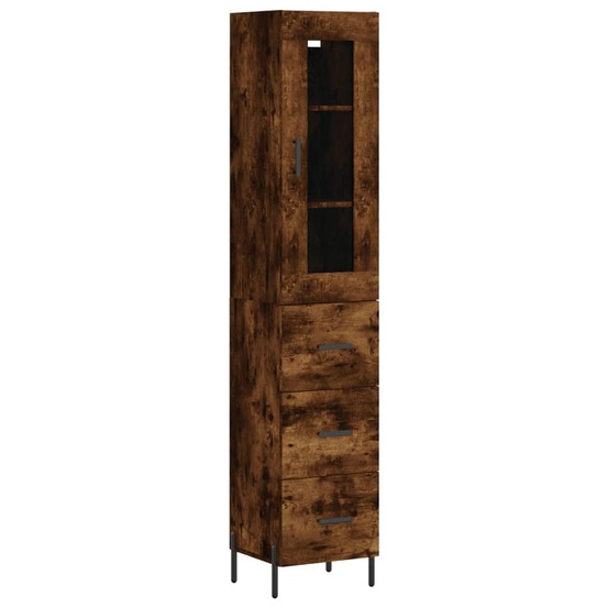 Buffet bahut commode armoire meuble de rangement organisateur cuisine salle de séjour salon haut 34,5 x 34 x 180 cm bois d'in