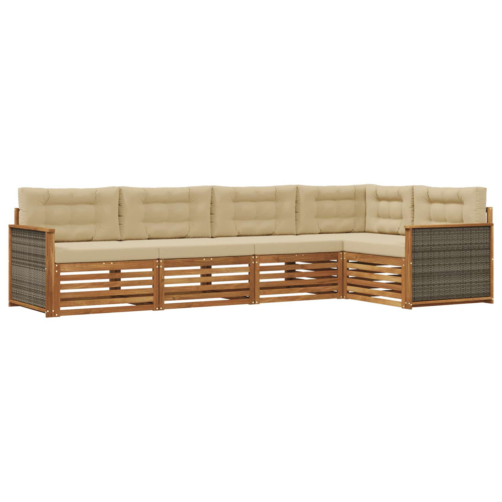 Ensemble de canapés d'extérieur 5 pcs naturel et beige