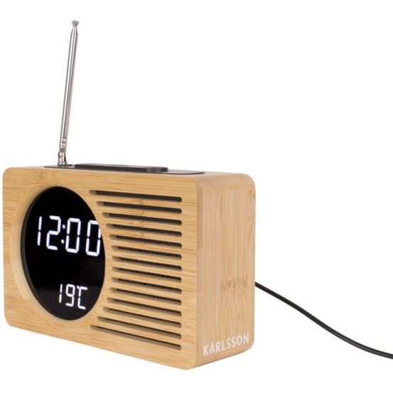Radio réveil en bambou retro