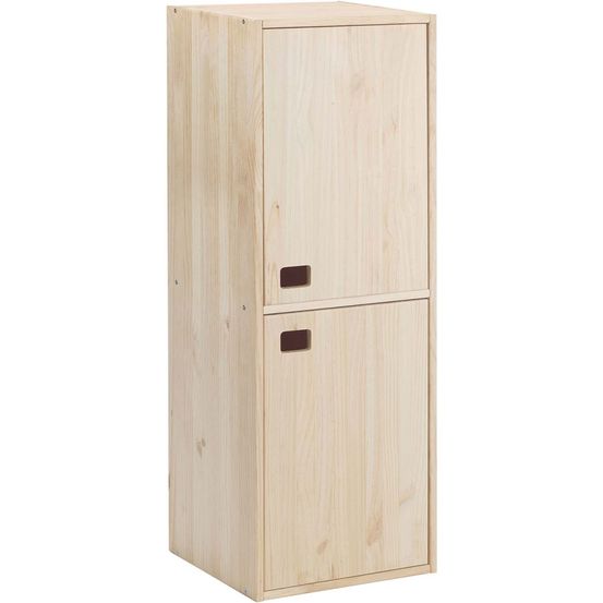 Armoire en pin brut 2 portes 4 tablettes dinamic