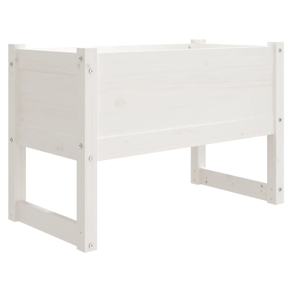 Jardinière bac lit surélevé plantes fleurs terrasse jardin 78 x 40 x 52 cm bois massif de pin blanc