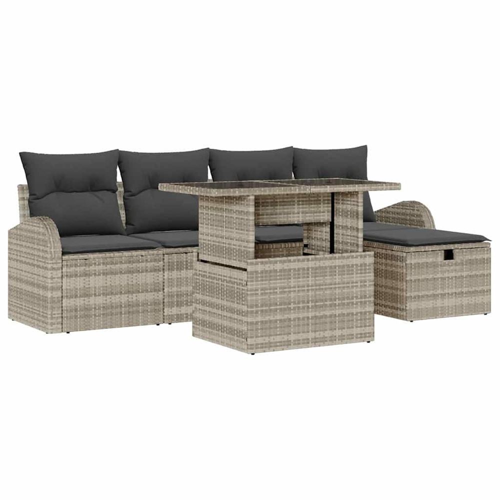 Ensemble de canapé de jardin 6 pc gris clair polyrotin