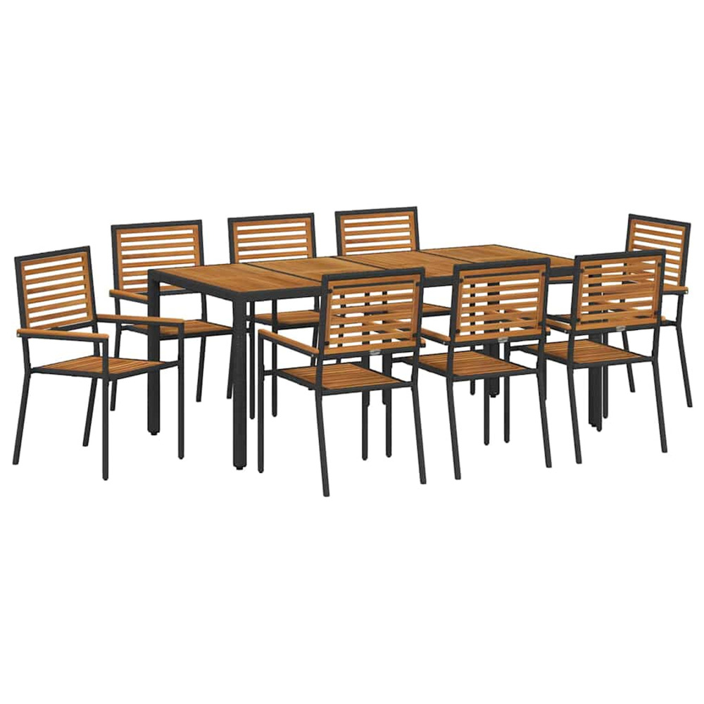 Ensemble de salle à manger pour jardin 9 pcs noir et marron