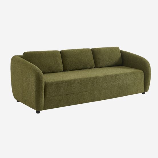 Canapé convertible 3 places tissu chenille - l 220 x p 95 x h 76cm - twist