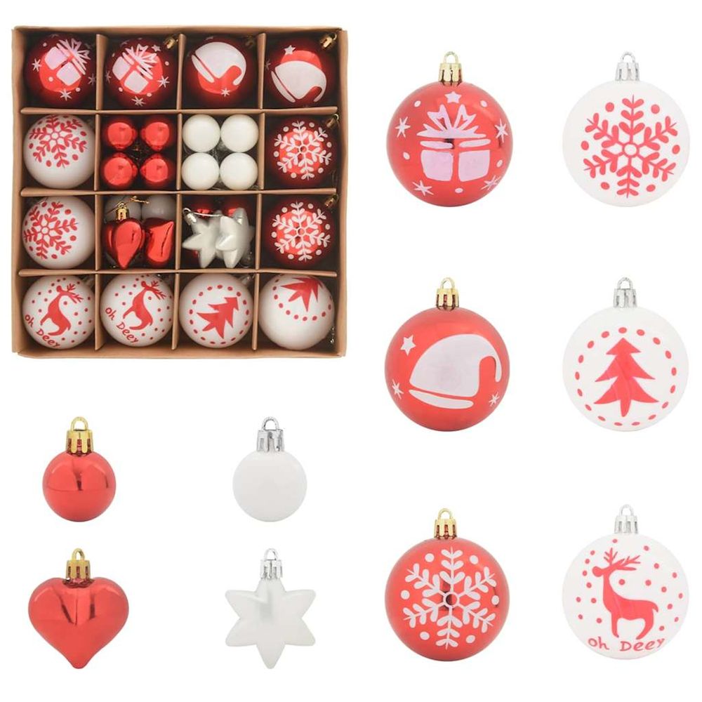 Ensemble de boules de noël 40 pc rouge et blanc ø 6 cm