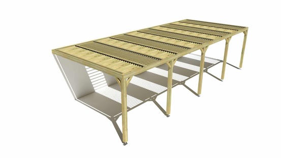 Pergola bois • 10m x 4m • adossée • sens profondeur • lames orientables bioclimatiques incluses • livraison comprise