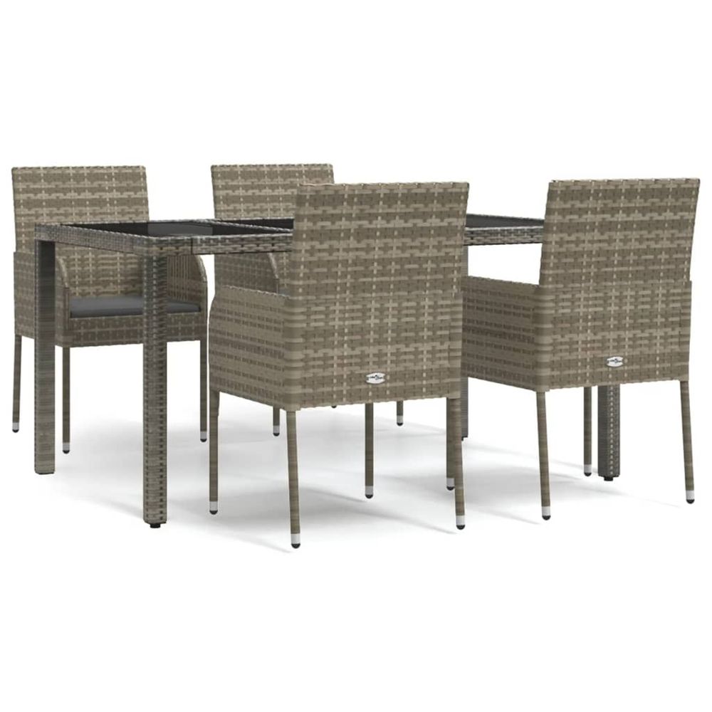 Ensemble à manger de jardin 5 pcs coussins gris résine tressée