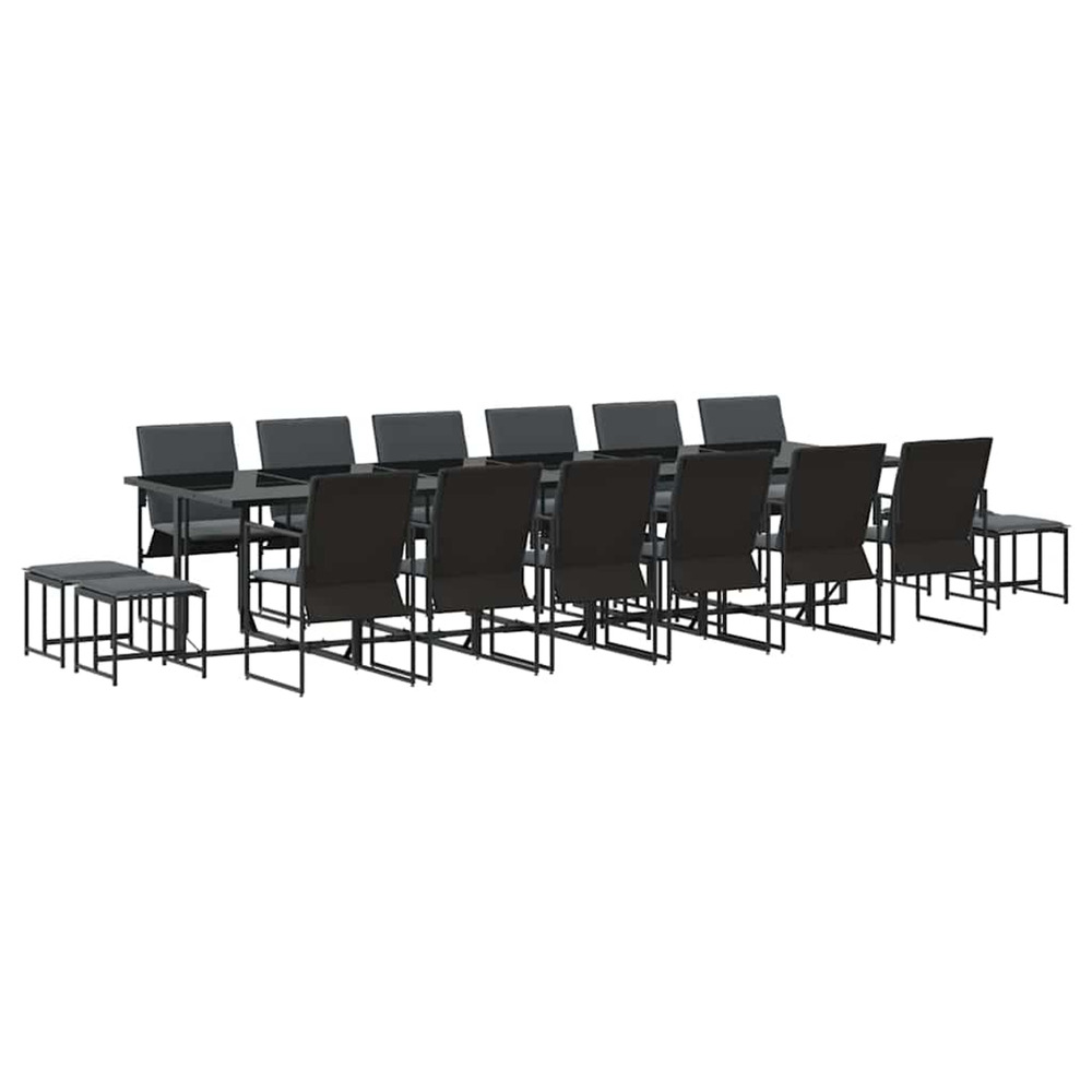 Ensemble de salle à manger pour jardin 17 pcs noir acier