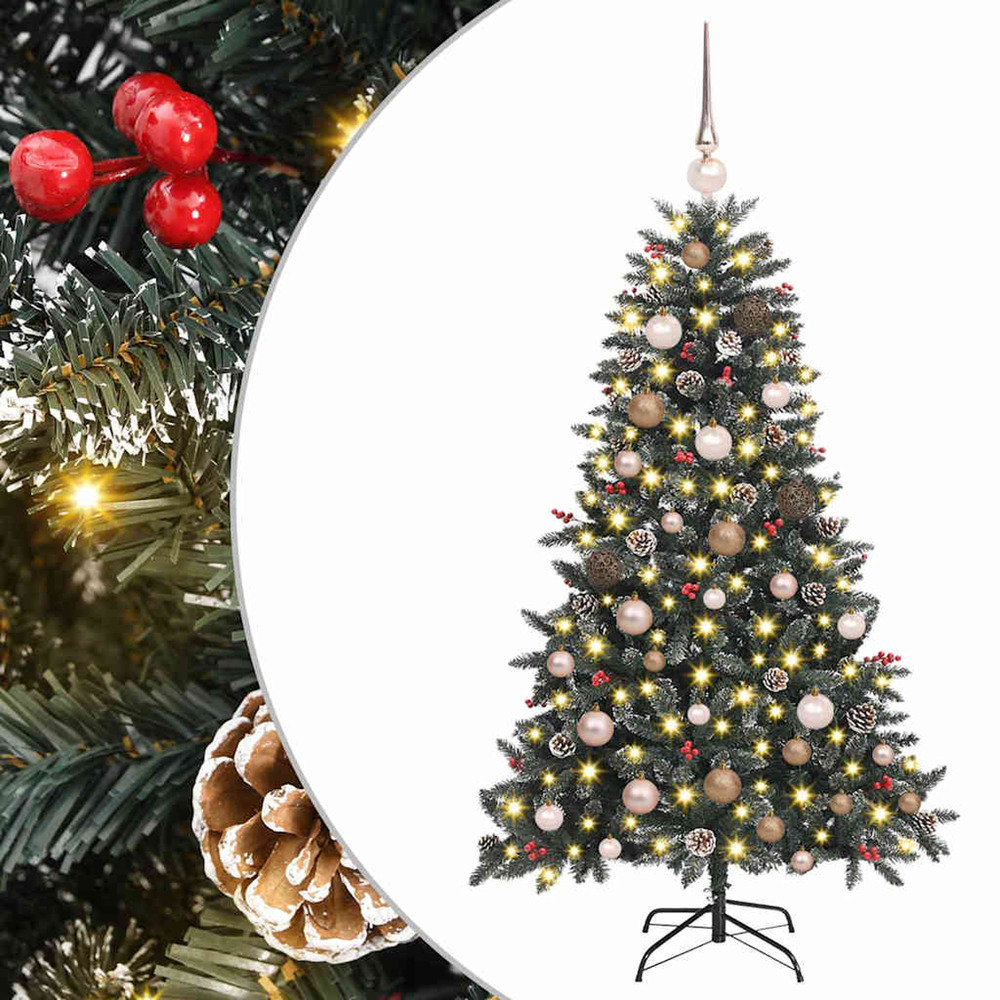 Sapin de noël artificiel vert 150 cm pvc, plastique et acier