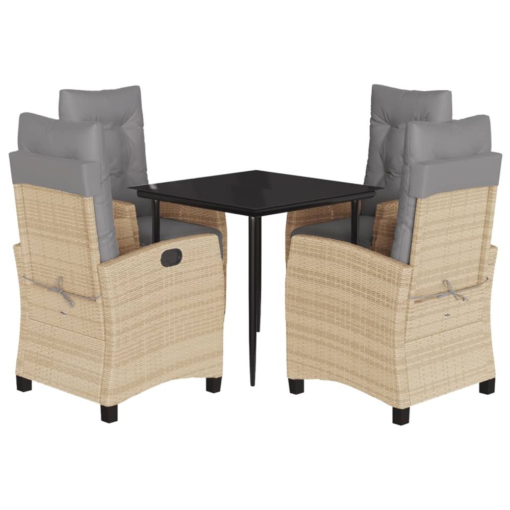 Ensemble à manger de jardin coussins 5 pcs mélange beige rotin