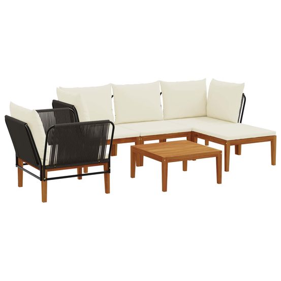 6 pc bois d'acacia massif et corde naturel