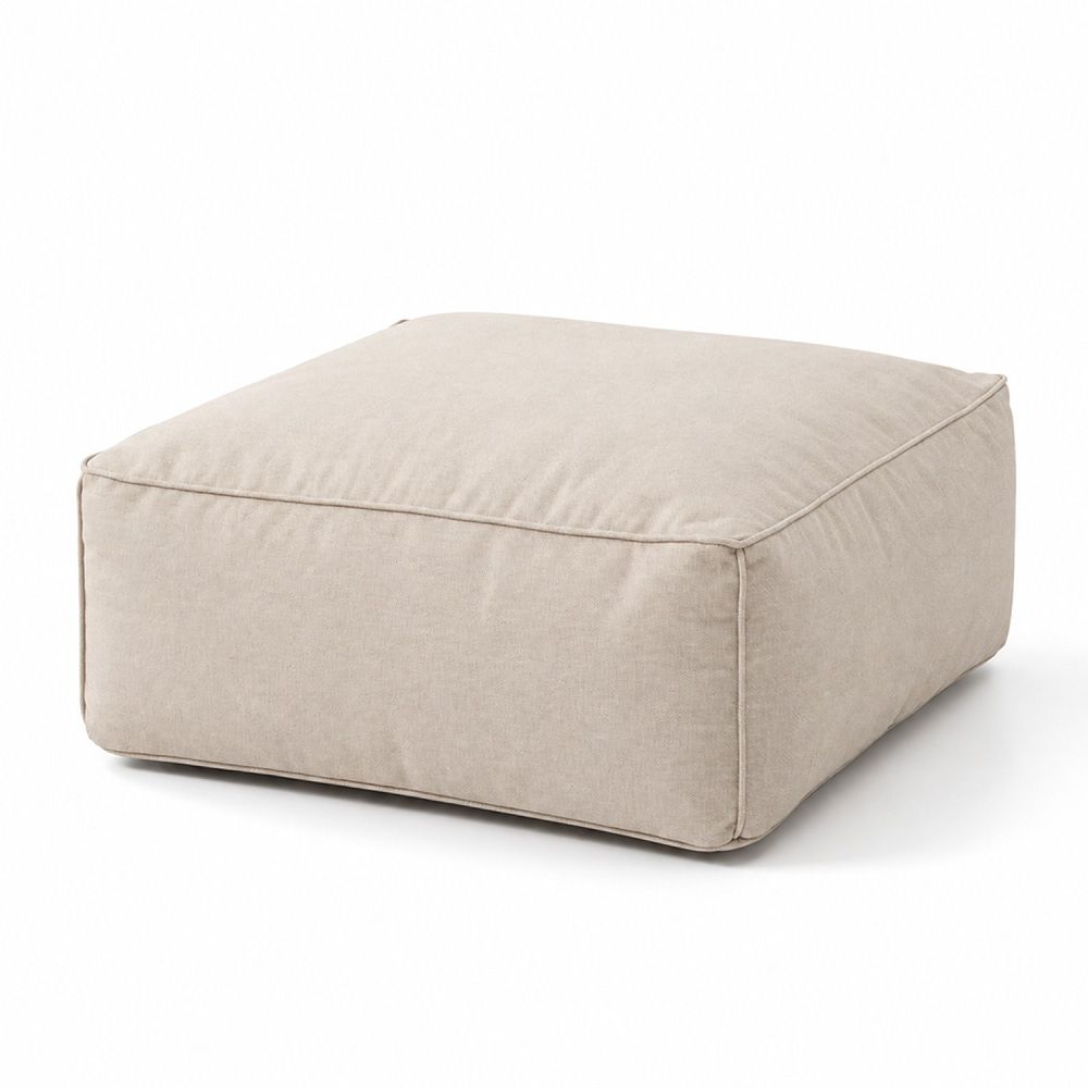 Pouf d’extérieur beige tissu déperlant – 85x85x30 cm praiano
