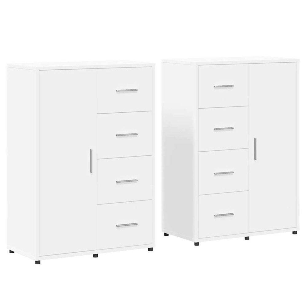 Buffets 2 pcs blanc 60x31x84 cm bois d'ingénierie