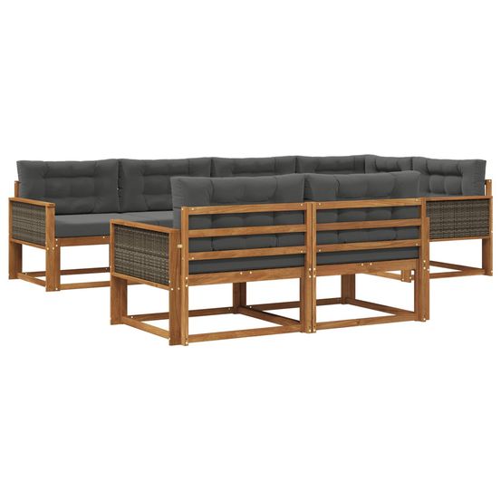 Ensemble de canapés d'extérieur 8 pc naturel et anthracite