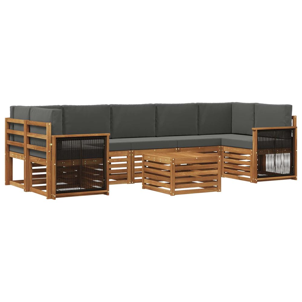 Ensemble de canapés d'extérieur 8 pc naturel et anthracite
