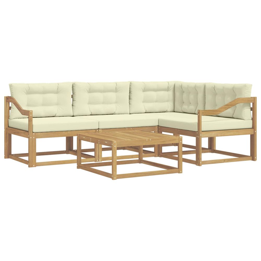 Ensemble de canapés d'extérieur 5 pc blanc et crème polyester